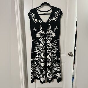 Chic Black and White Floral Midi Dress